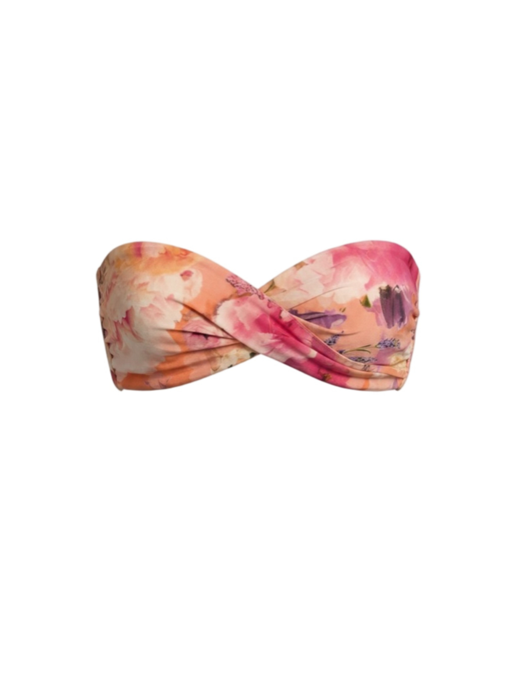 Rococo Sand Twisted Front Bandeau Top Pink Floral Multi Size Medium